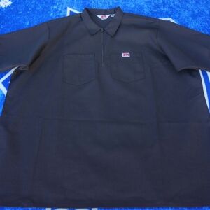 Ben Davis Short Sleeve Solid 1/2 Zip Work Black Shirt Men's Size 5XL